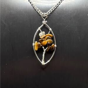 Tiger's Eye Tree Pendant Necklace
